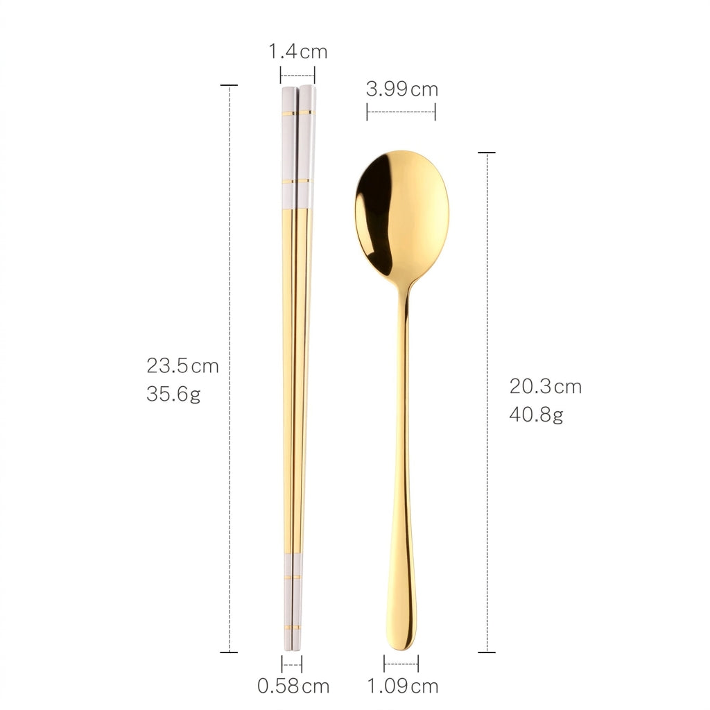 Set de Palillos y Cuchara Coreana Premium (Acero Inoxidable)