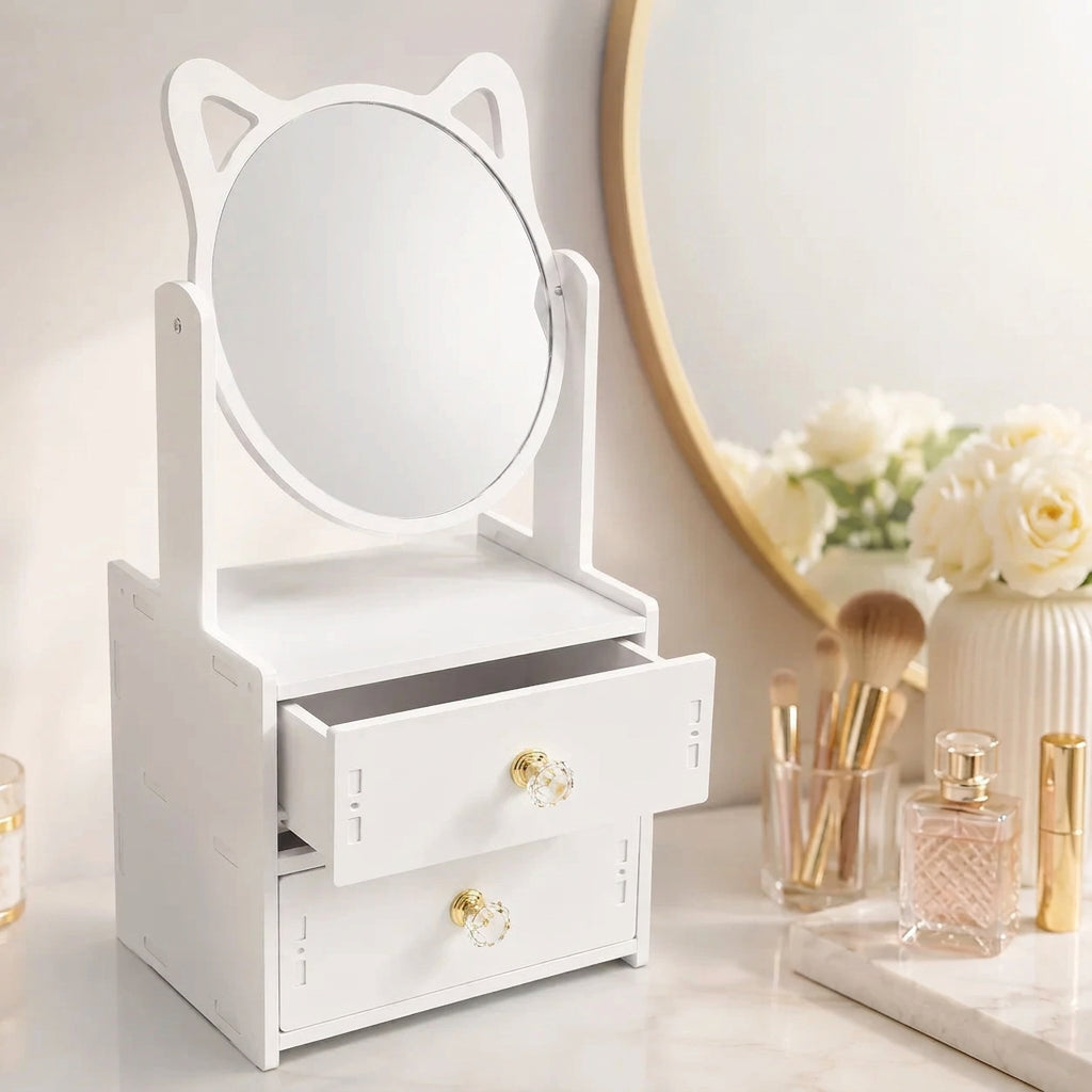 Organizador de Maquillaje con Espejo | Orejas de Gato