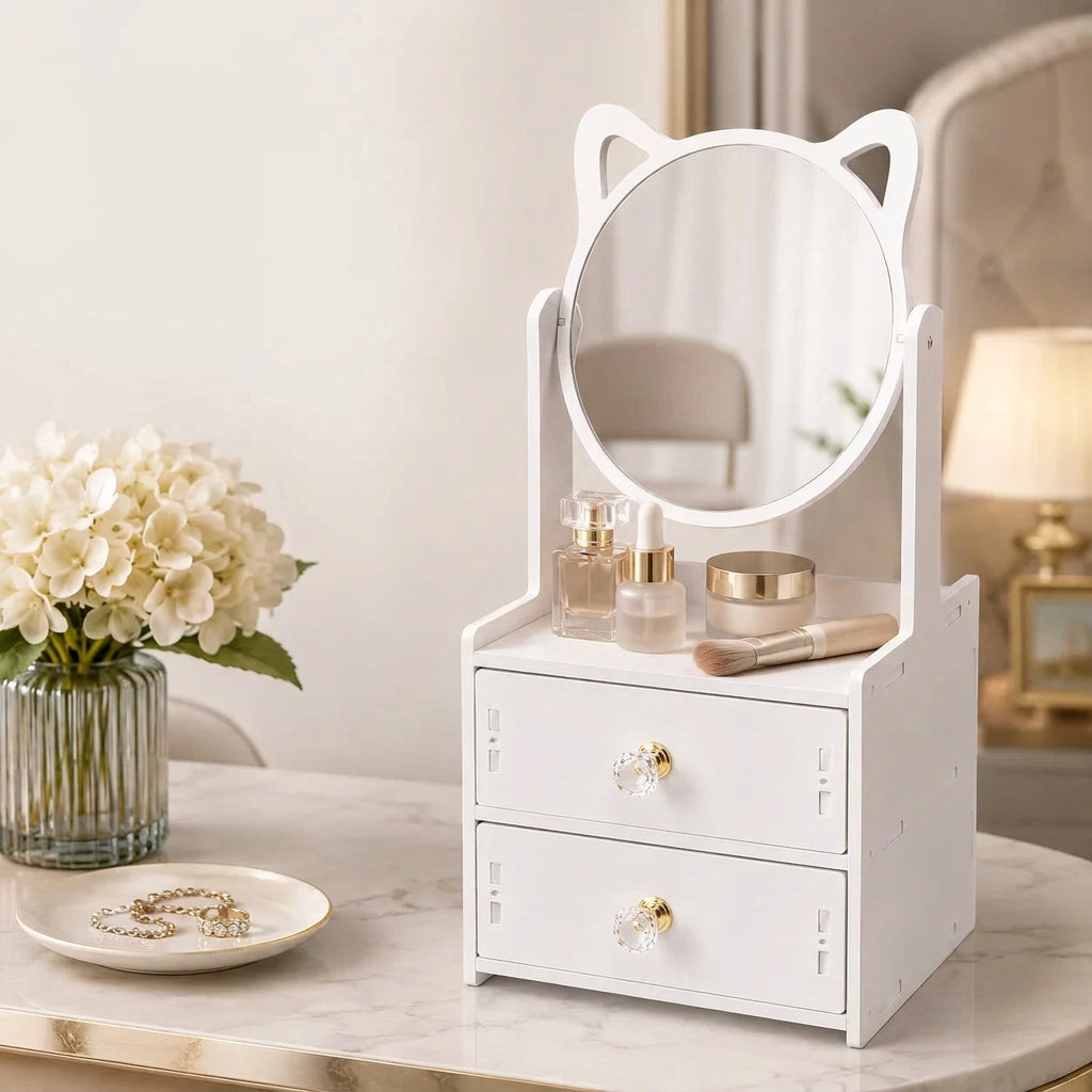 Organizador de Maquillaje con Espejo | Orejas de Gato