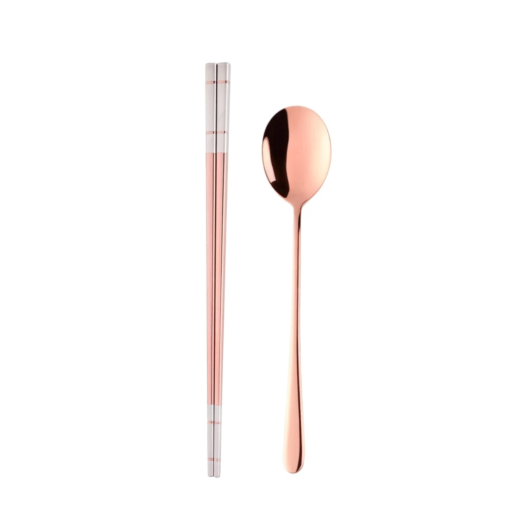 Set de Palillos y Cuchara Coreana Premium (Acero Inoxidable)