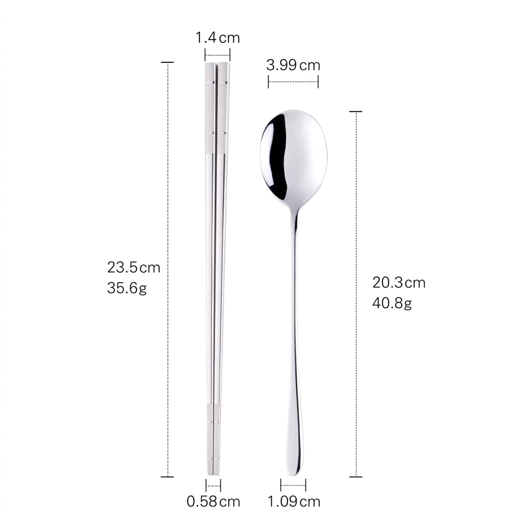 Set de Palillos y Cuchara Coreana Premium (Acero Inoxidable)