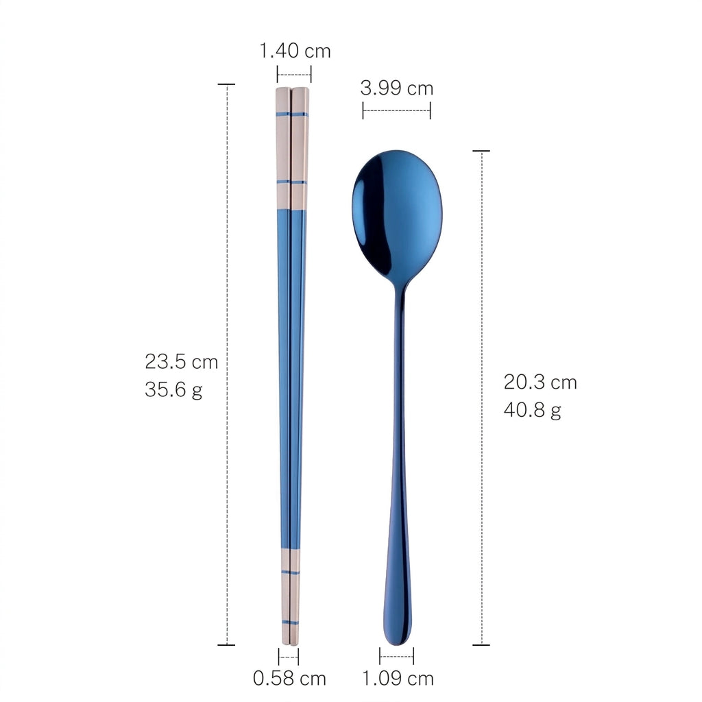 Set de Palillos y Cuchara Coreana Premium (Acero Inoxidable)