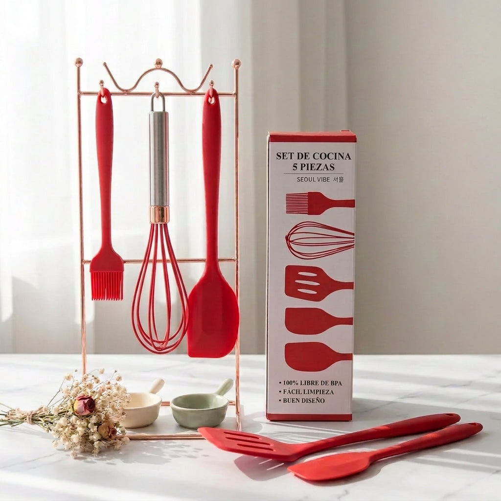 Set de Utensilios de Cocina Minimalist (5 Piezas) – Silicona Premium