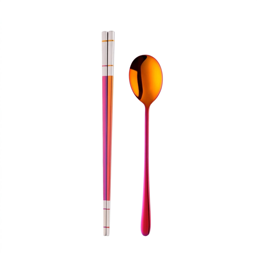 Set de Palillos y Cuchara Coreana Premium (Acero Inoxidable)
