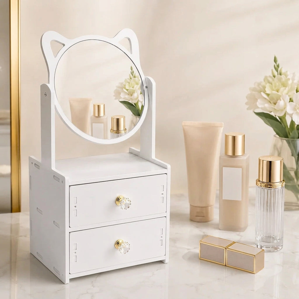 Organizador de Maquillaje con Espejo | Orejas de Gato