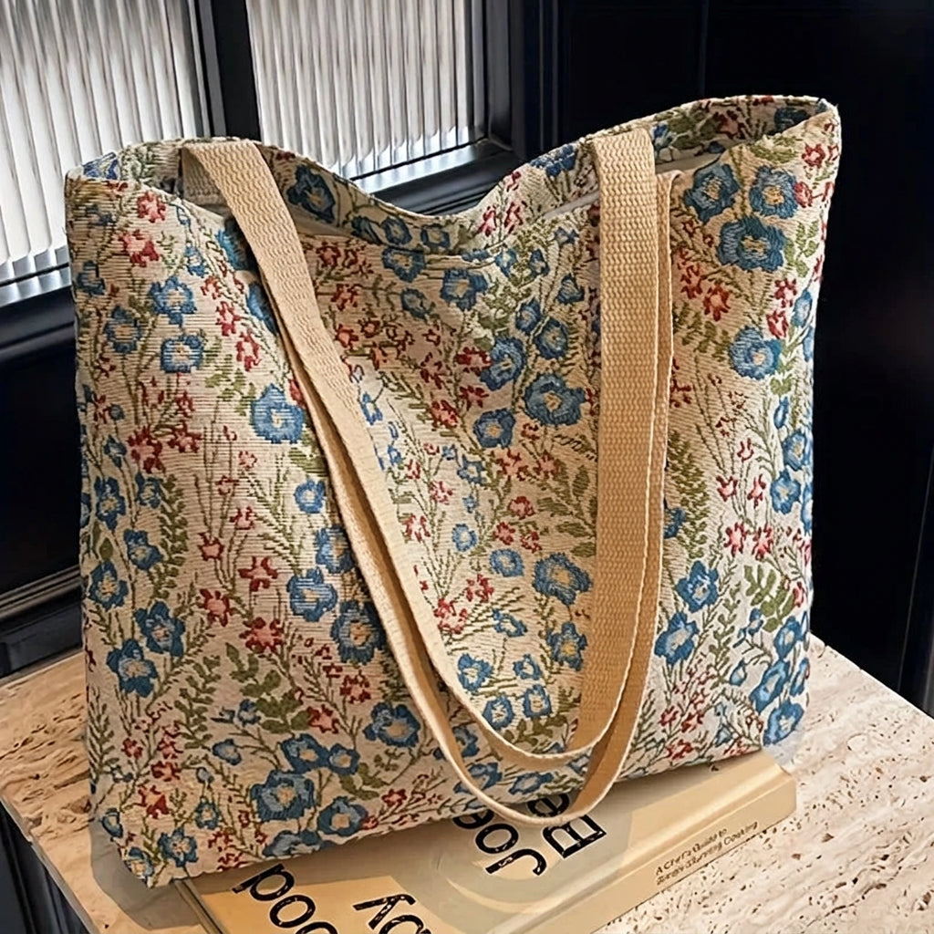 Tote Bag de Pana Sakura Blossom – Bolso de Hombro K-Aesthetic