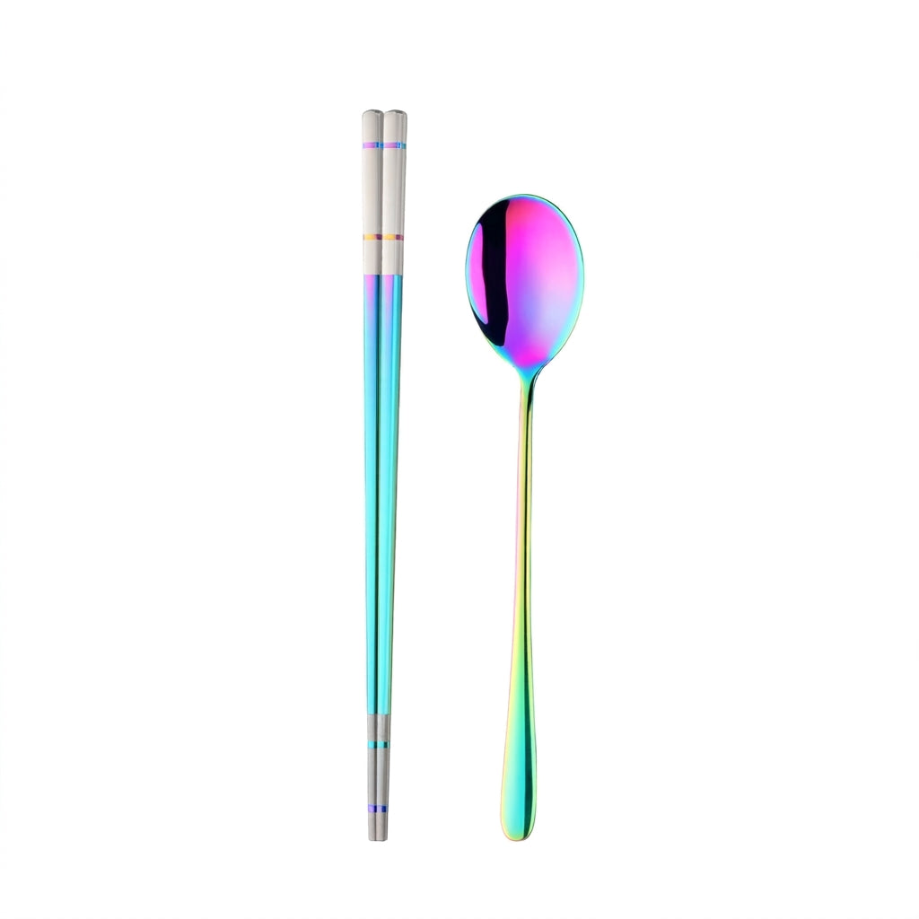 Set de Palillos y Cuchara Coreana Premium (Acero Inoxidable)