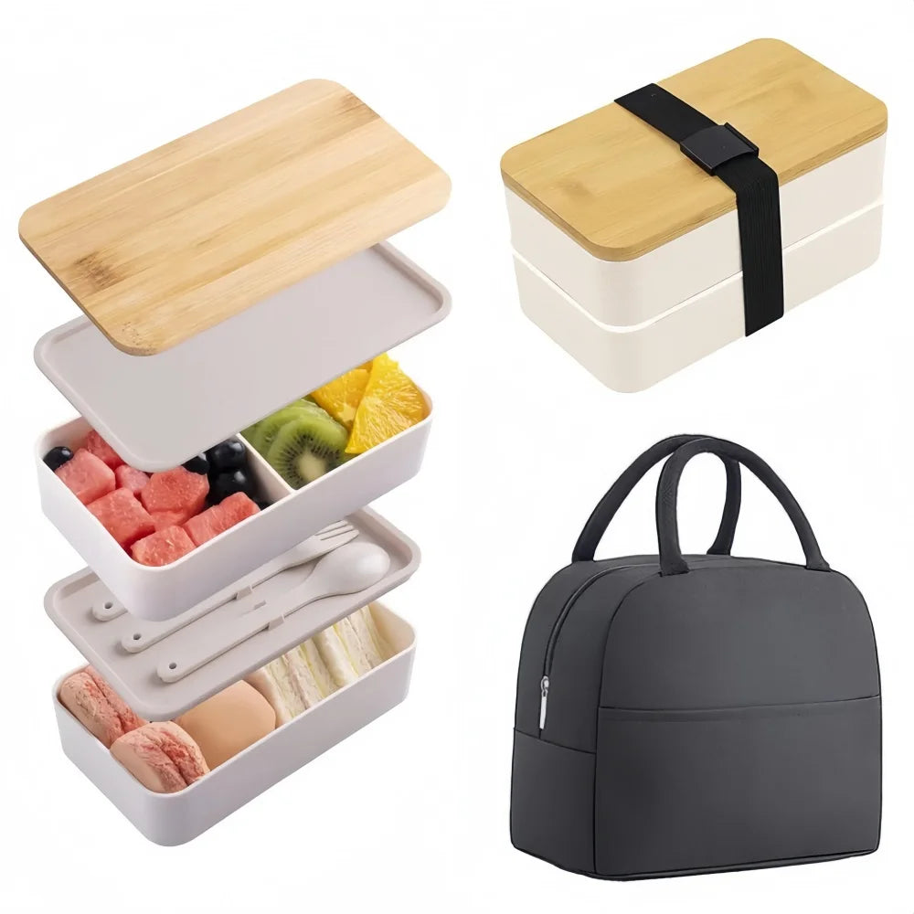 Bento Box Sakura Duo – Pack Lunch Box con Bolsa Térmica