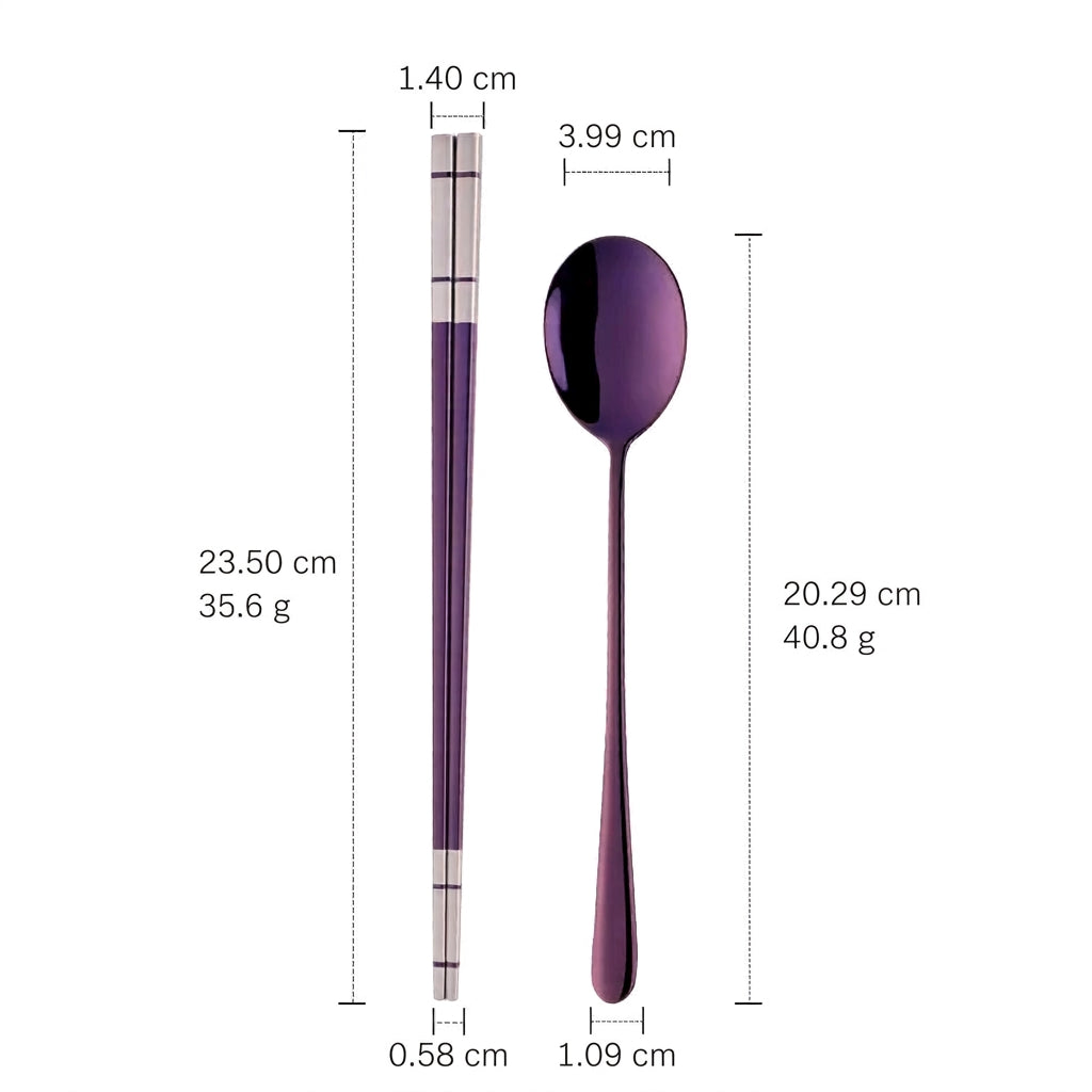 Set de Palillos y Cuchara Coreana Premium (Acero Inoxidable)
