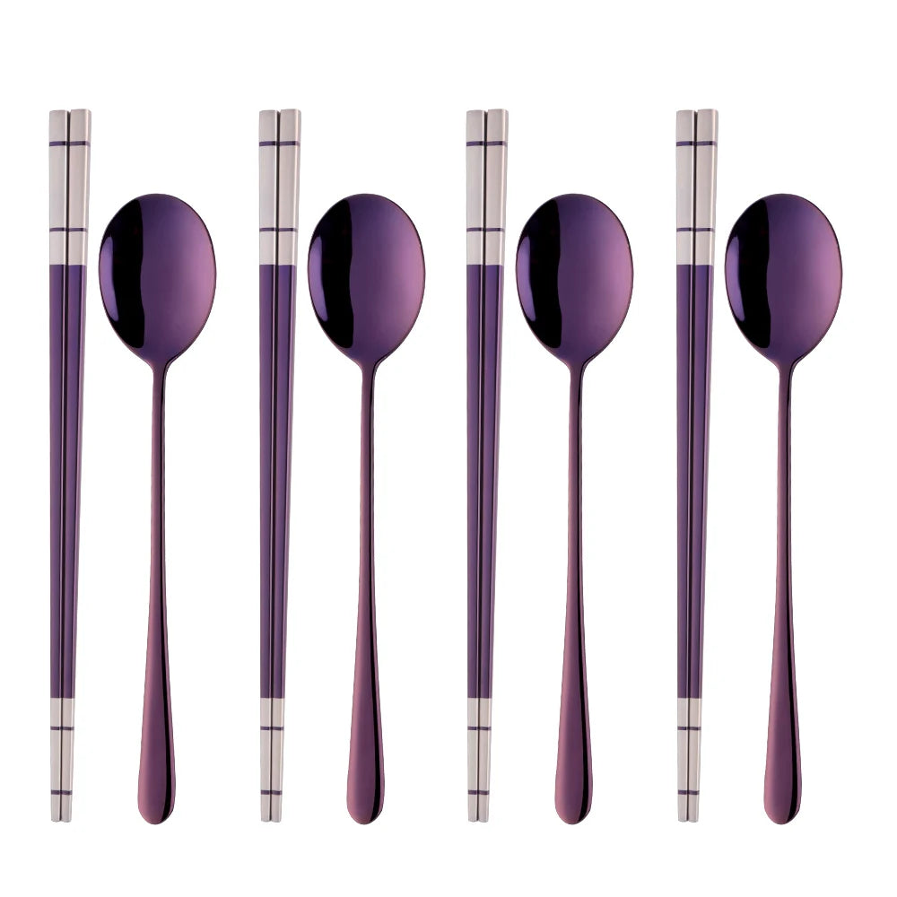 Set de Palillos y Cuchara Coreana Premium (Acero Inoxidable)