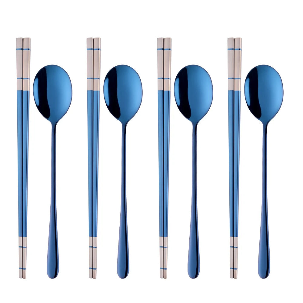 Set de Palillos y Cuchara Coreana Premium (Acero Inoxidable)