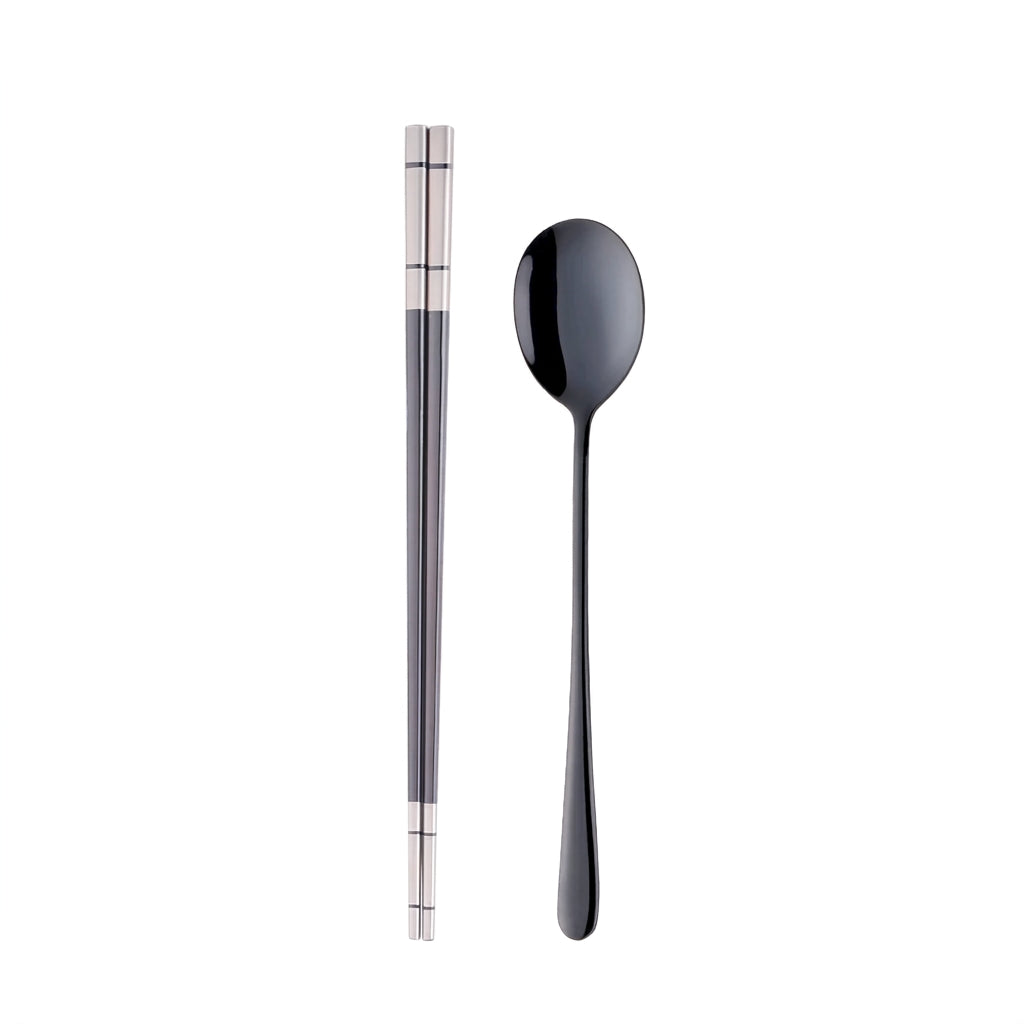 Set de Palillos y Cuchara Coreana Premium (Acero Inoxidable)